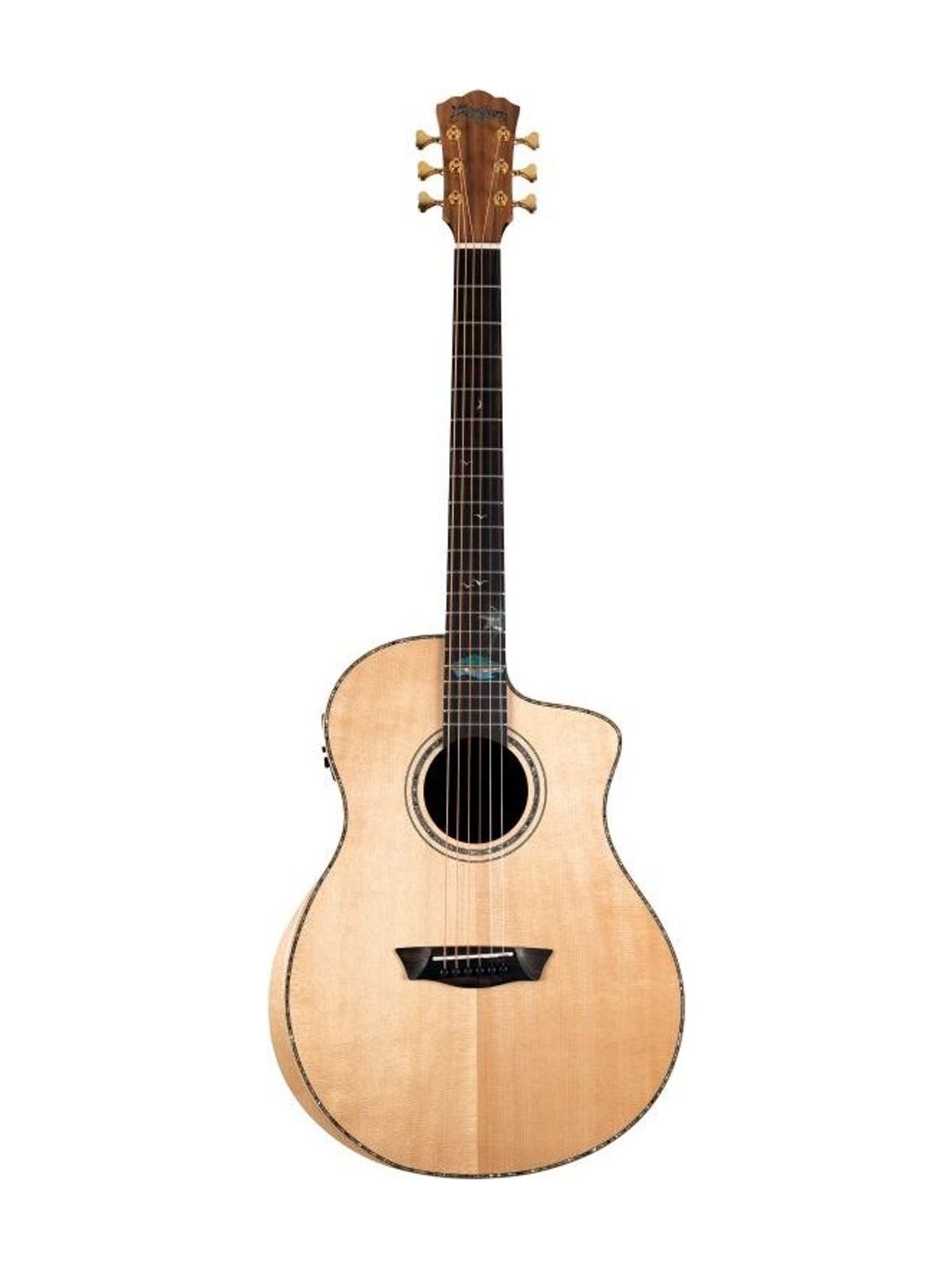 Washburn Bella Tono Allure SC56S acoustic-electric guitar with abalone rosette and inlay art
