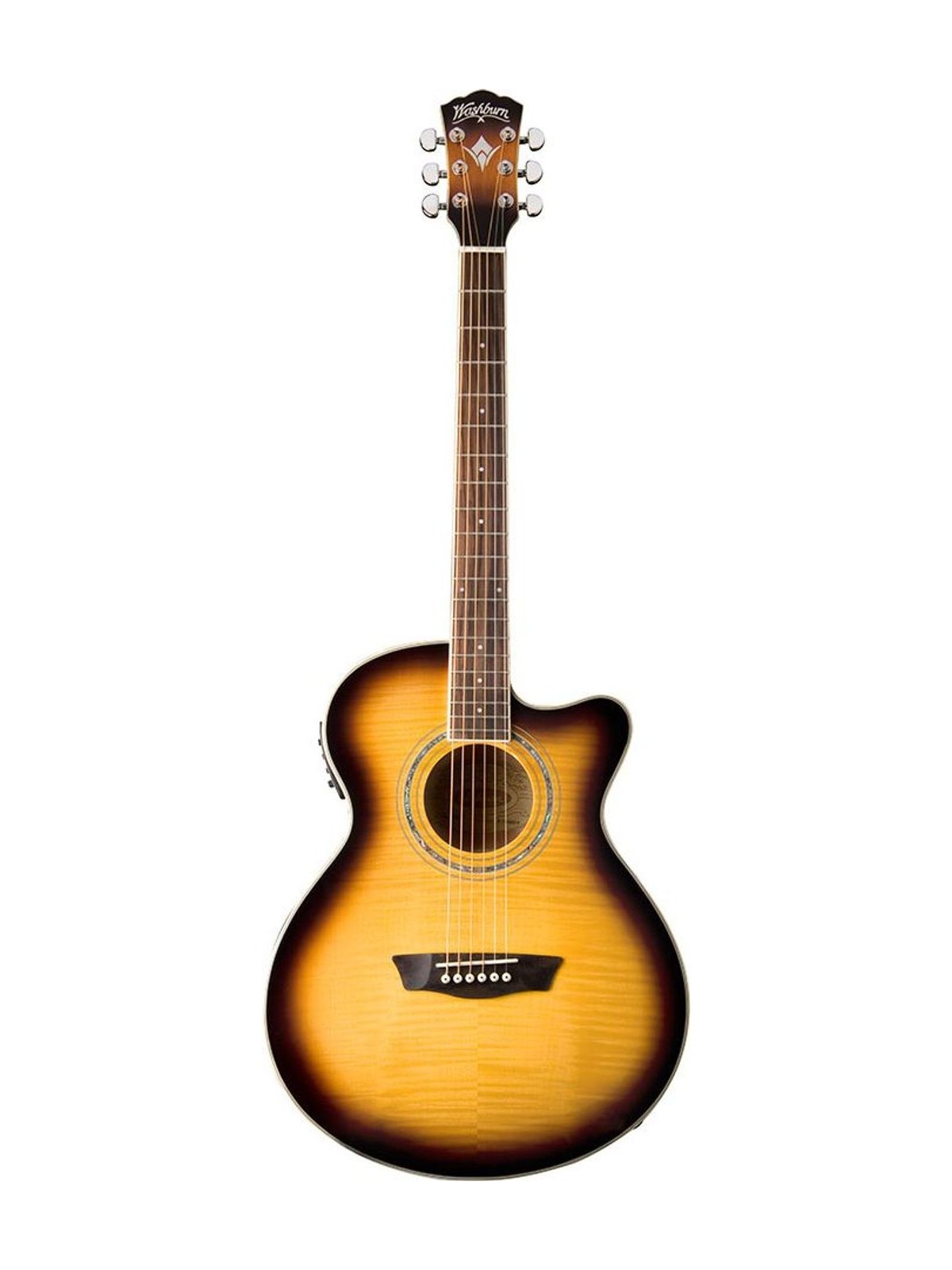 Washburn Festival EA15 acoustic-electric guitar in tobacco burst with flame maple top